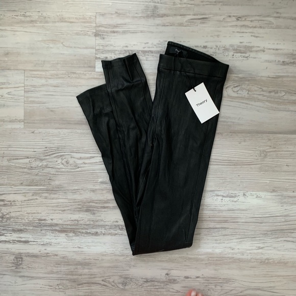 NEW Theory Bristol Leather Leggings Pants - Picture 4 of 5